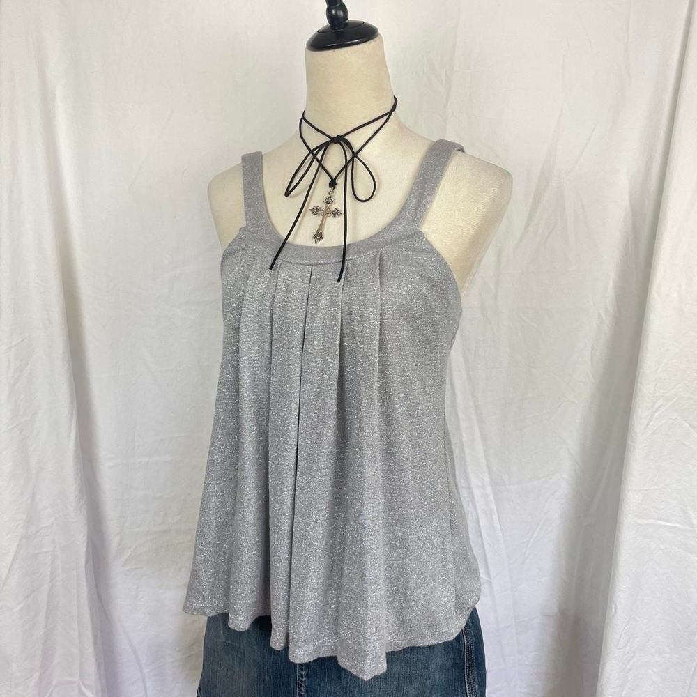 Vintage Y2K Jenifer Lopez grey sparkly flowy going out top - Picture 2 of 7